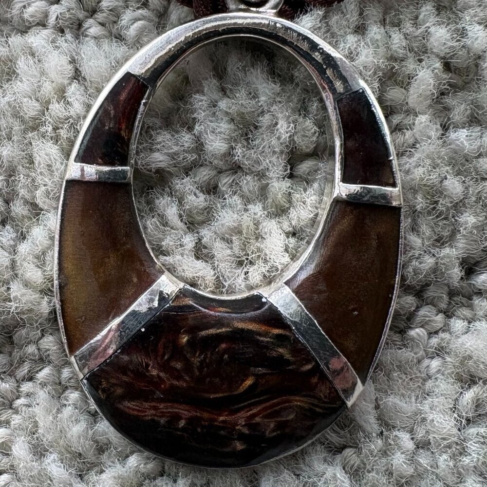 Vintage Artisan Sterling Silver Pendant – Tiger’s Eye & Natural Inlay - Picture 11 of 11
